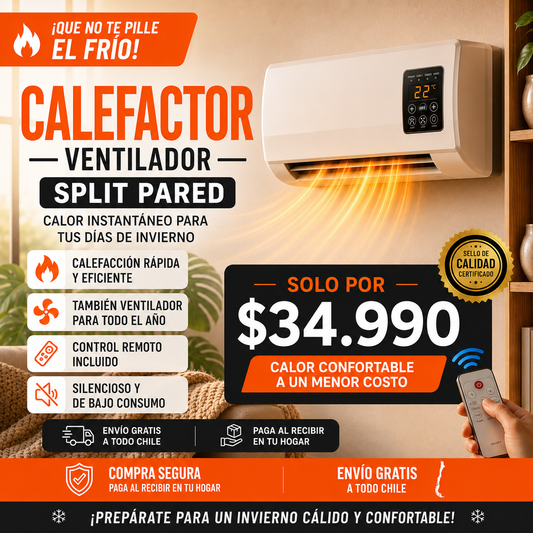 SPLIT-AIR Calefactor para Pared y Ventilador 2 en 1