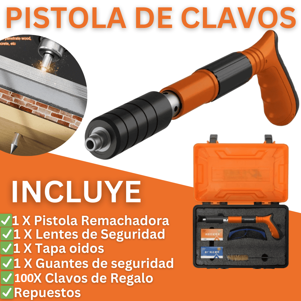 Pistola Remachadora de Clavos + 100 clavos fulminante