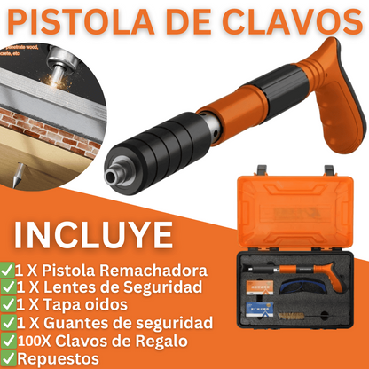 Pistola Remachadora de Clavos + 100 clavos fulminante